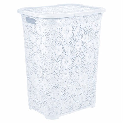 50 L LACE HAMPER, WHITE
