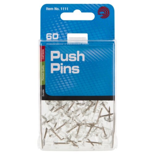 Ava Clear Push Pins, 50 count