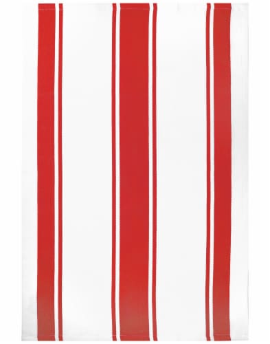 MUkitchen 100% Classic Stripe Towel - Crimson, 20"x30"
