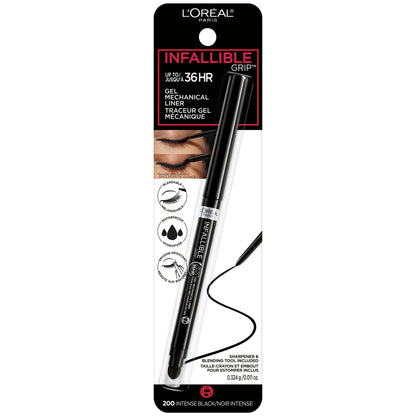 L'ORÉAL PARIS Infallible Grip Mechanical Gel Makeup Eyeliner, 200 Intense Black, 0.11 oz