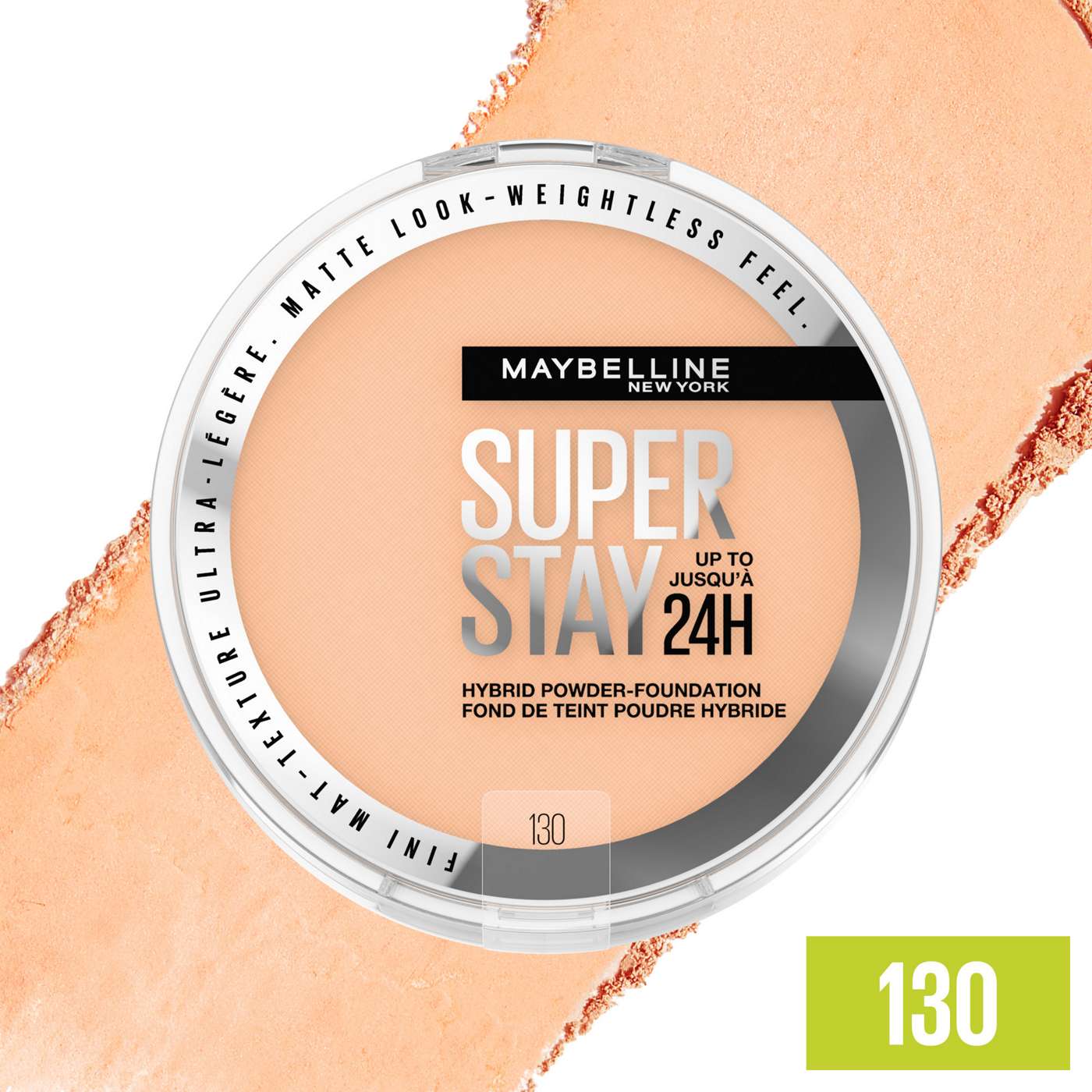 MAYBELLINE New York Super Stay Up To 24Hr Hybrid Powder-Foundation, 130, 0.21 oz
