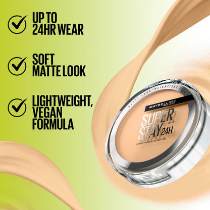 MAYBELLINE New York Super Stay Up To 24Hr Hybrid Powder-Foundation, 102, 0.21 oz