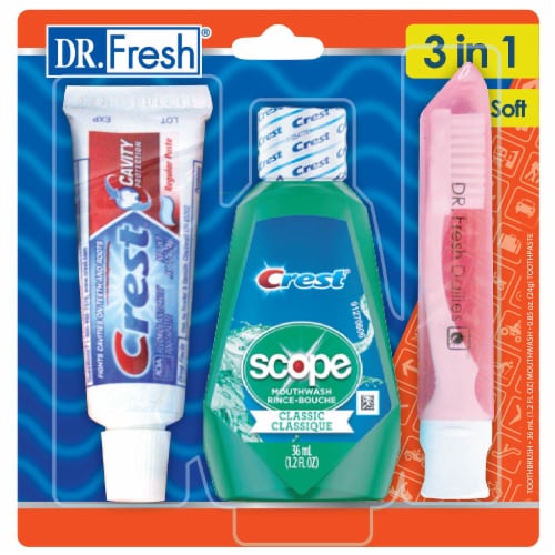 DR. Fresh Toothbrush Mouthwash and Toothpaste Travel Kit