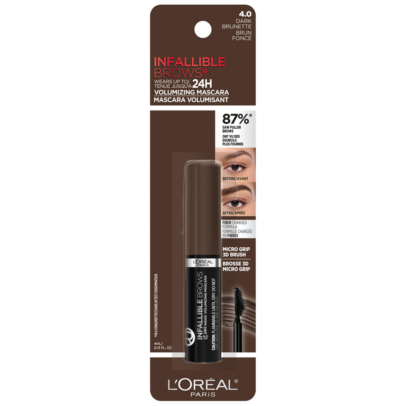 L'ORÉAL PARIS Infallible Volumizing 24H Wear Brow Mascara, 007 Blonde, 0.13 fl oz