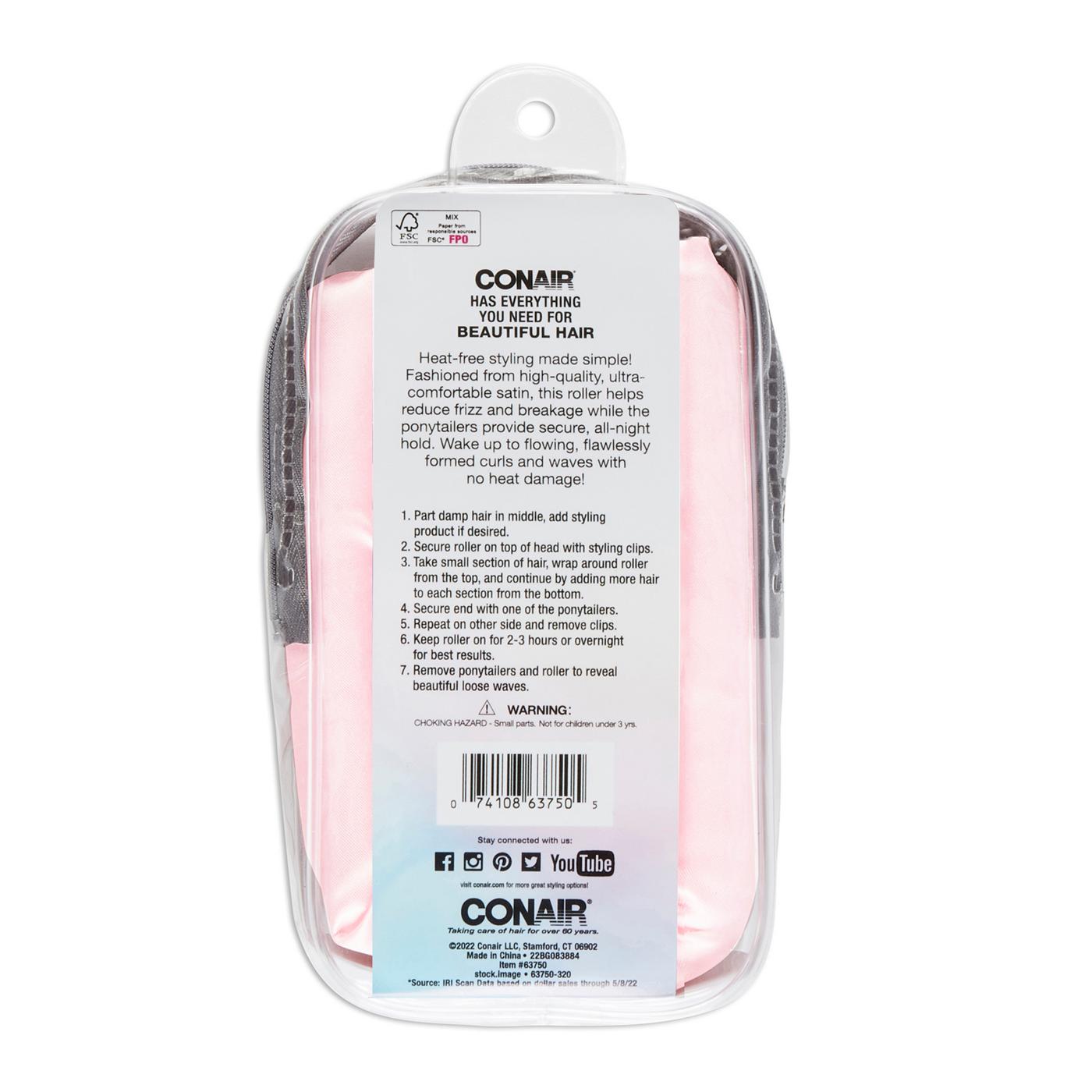 CONAIR Heatless Satin Loose Waves Roller & Accessories Set - Pink, 5 count