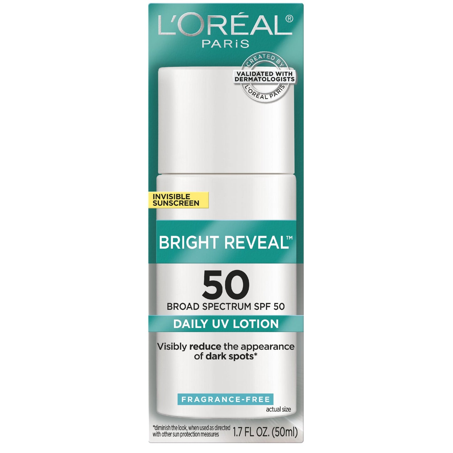 L'ORÉAL PARIS Bright Reveal Broad Spectrum SPF 50 Daily UV Lotion, 1.7 fl oz