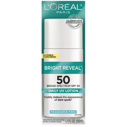L'ORÉAL PARIS Bright Reveal Broad Spectrum SPF 50 Daily UV Lotion, 1.7 fl oz