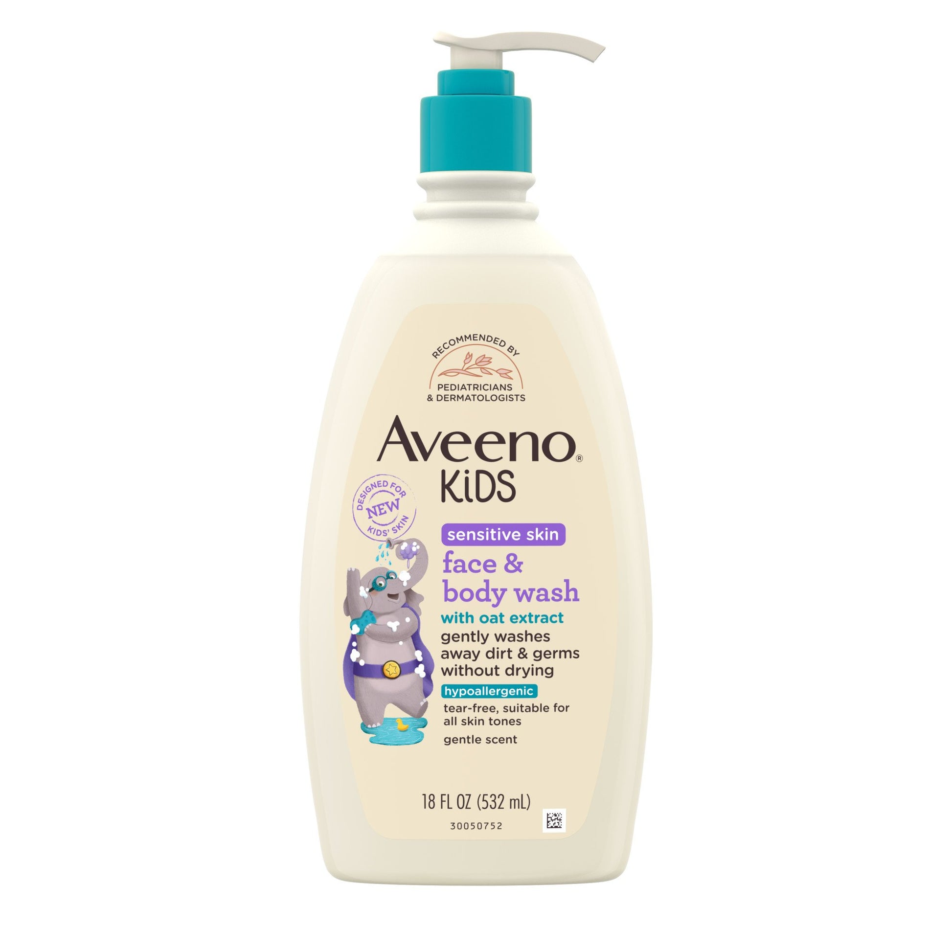 Aveeno Kids Face & Body Wash Sensitive Skin 18oz Pump