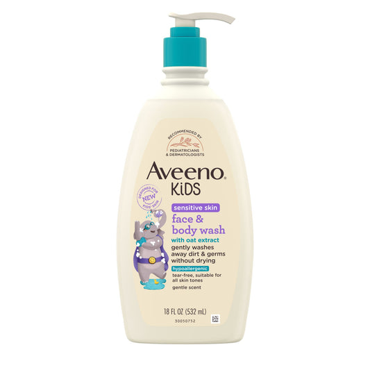 Aveeno Kids Face & Body Wash Sensitive Skin 18oz Pump