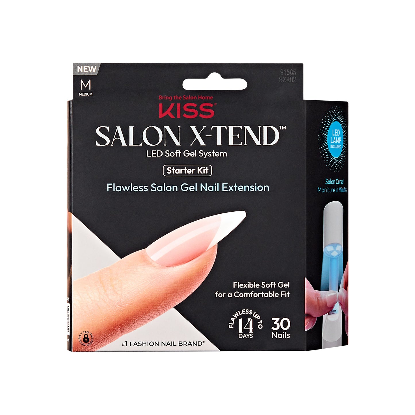 KISS Salon X-tend LED Soft Gel System Pure Fake Nails - Medium Oval French, 36 count