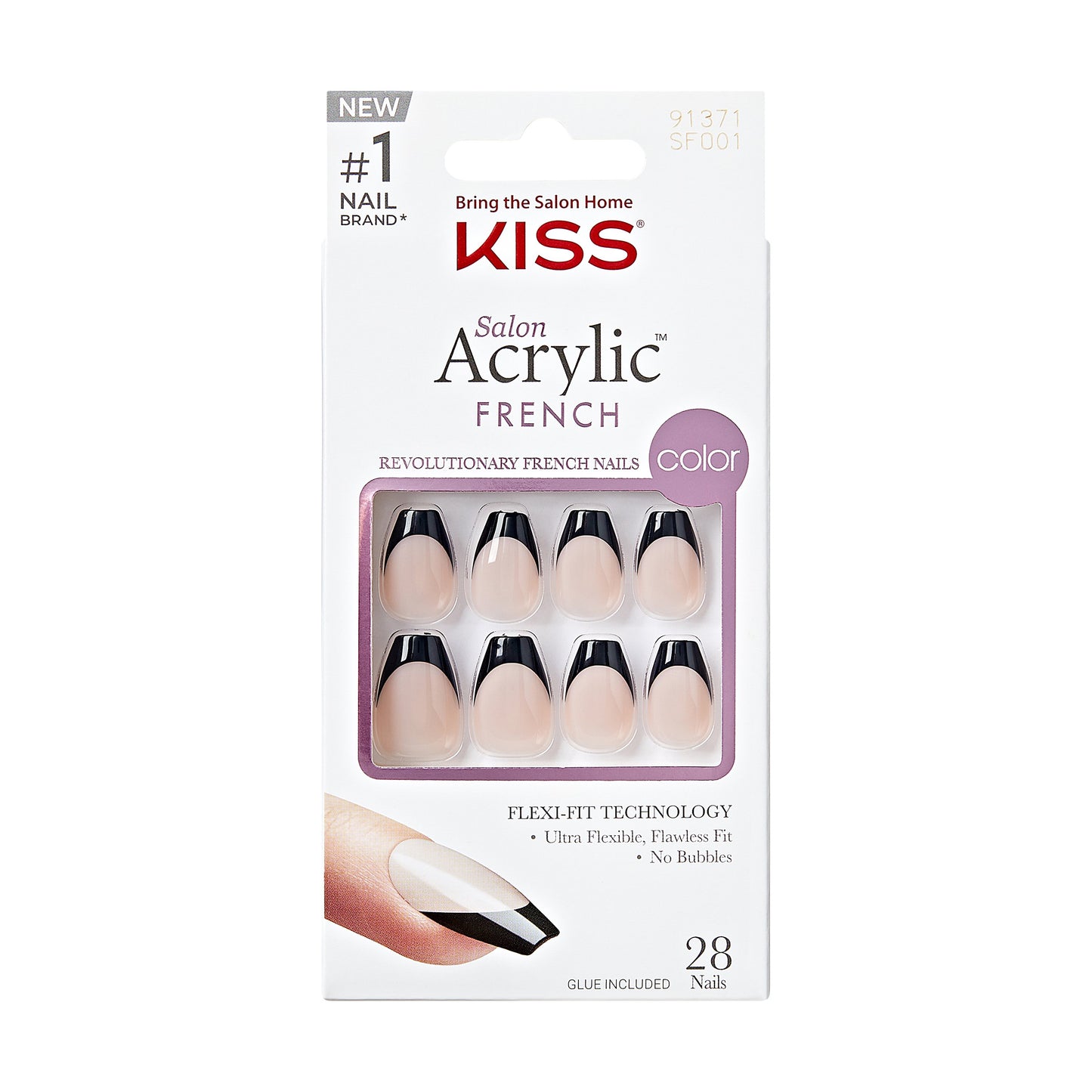 KISS Salon Acrylic French Fake Nails  - Flame