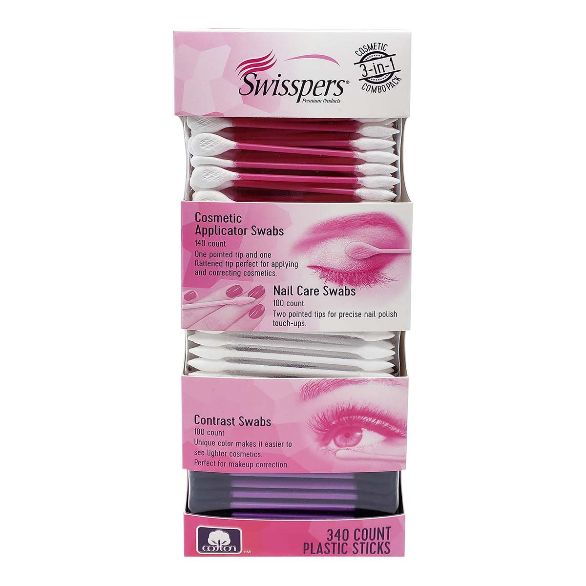 Swisspers Cotton Swabs 80 Count Cosmetic Applicators