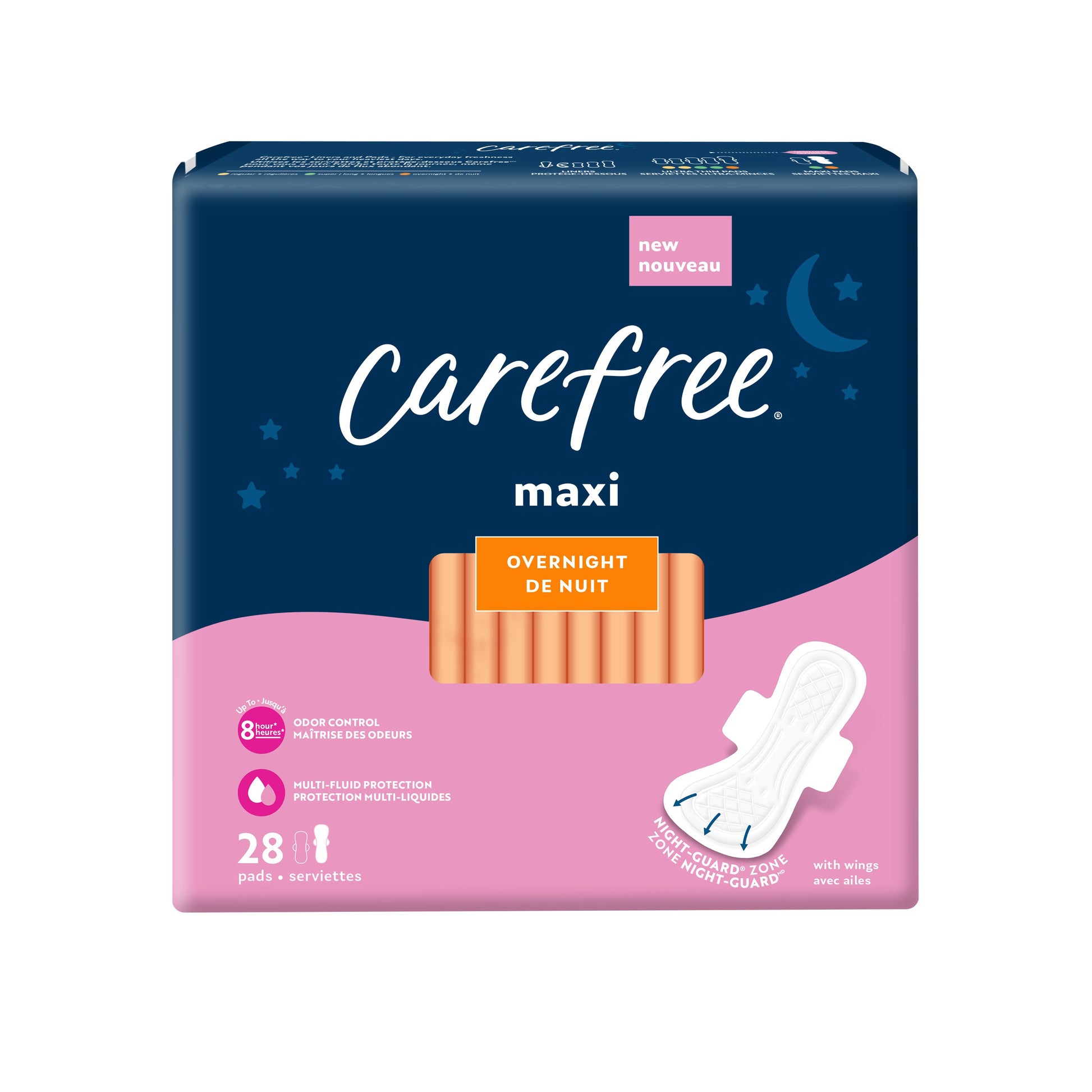 Carefree Maxi Overnight With Wings 28 Count