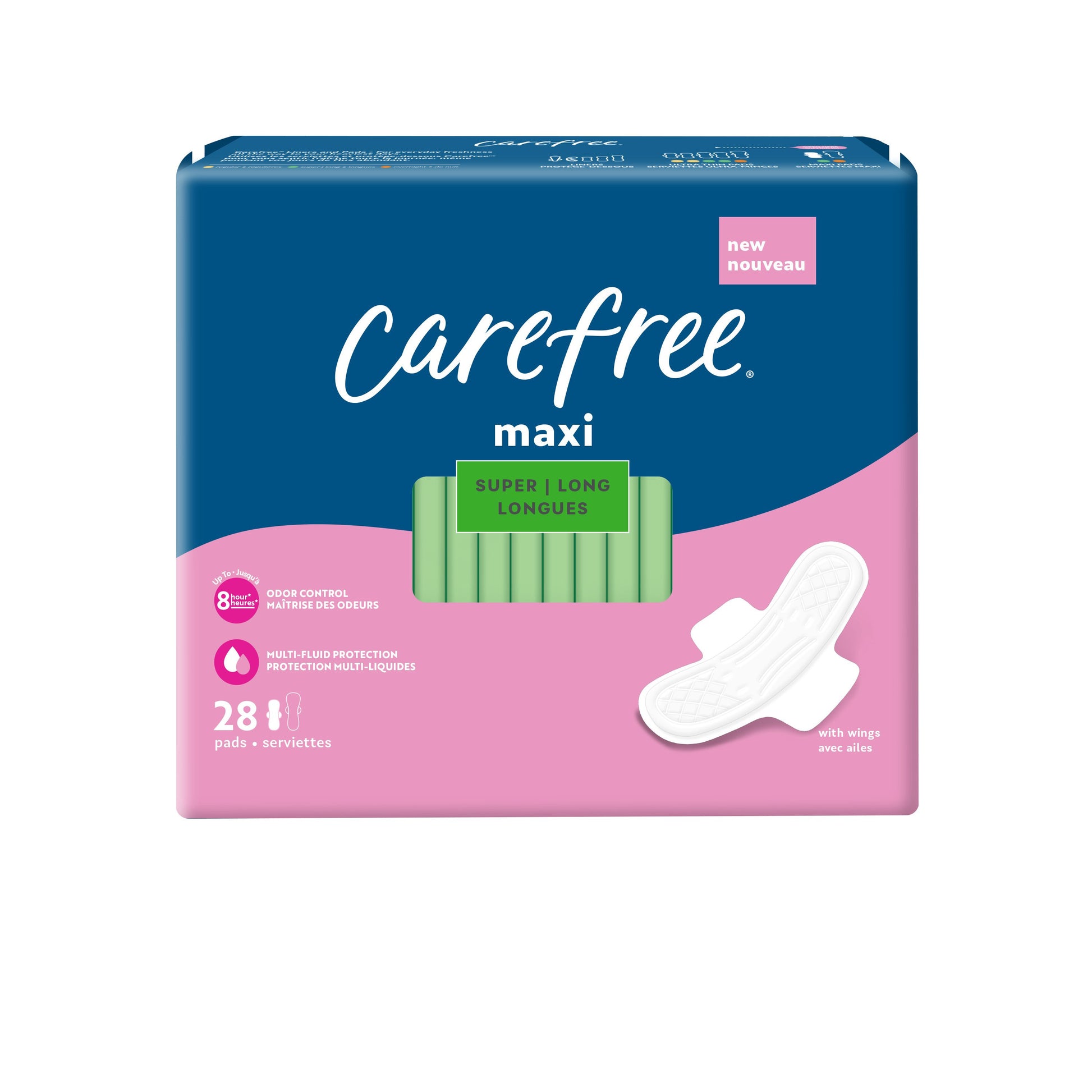 Carefree Maxi Super Long With Wings 28 Count