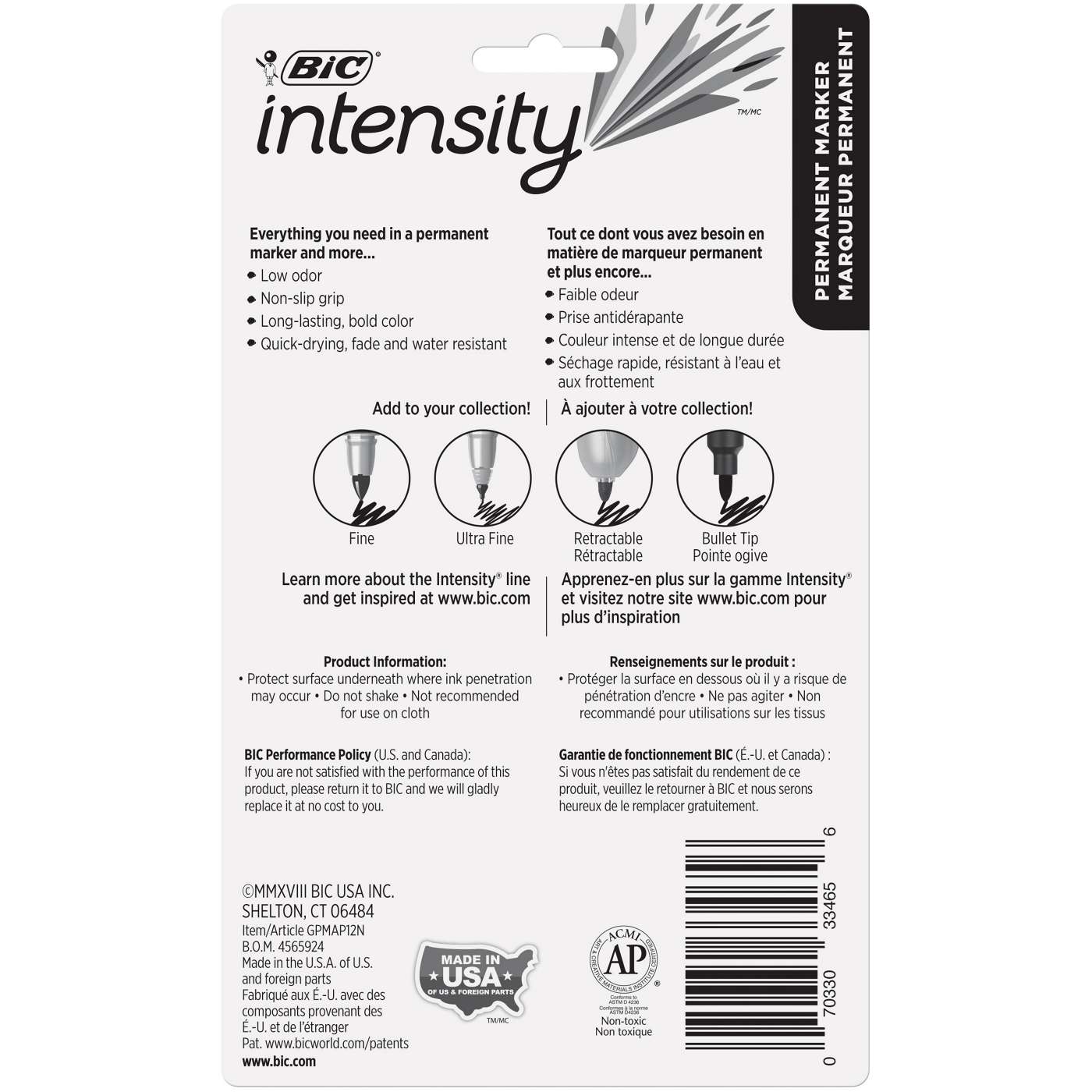 BiC Intensity Fine Point Permanent Markers - Assorted, 8 count