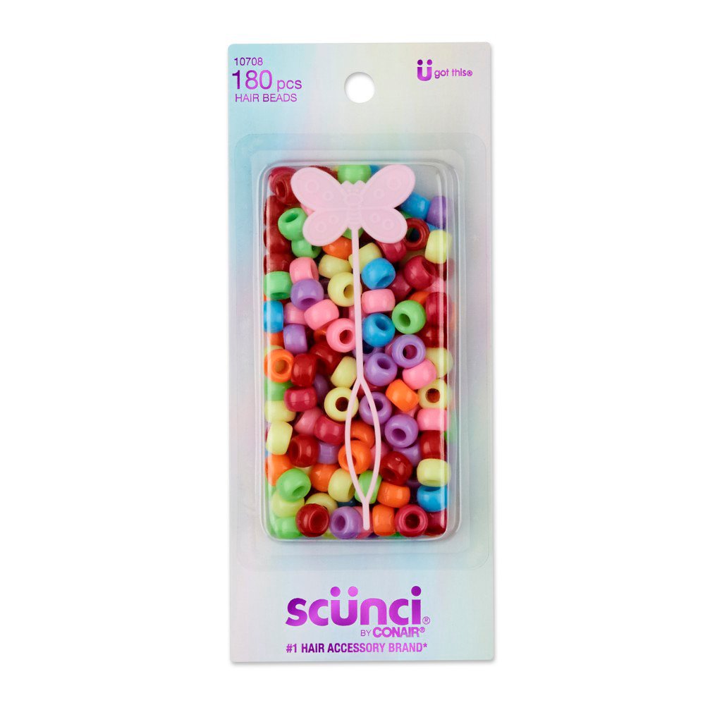 scünci Kids Twin Beads Hair Elastics - Multicolor, 10 count