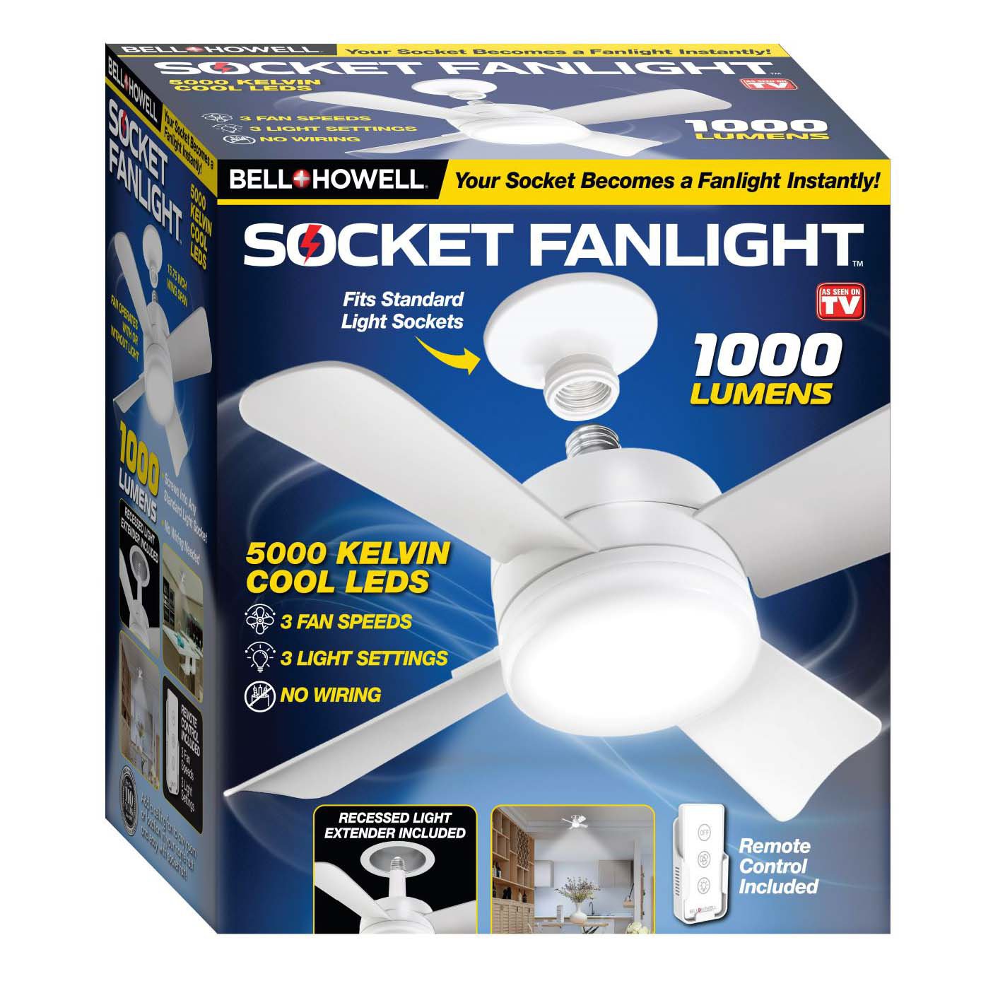 Bell + Howell Socket FanLight - White