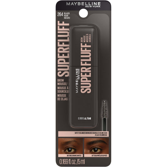 MAYBELLINE New York Superfluff Brow Mousse, 264 Black, 0.17 oz