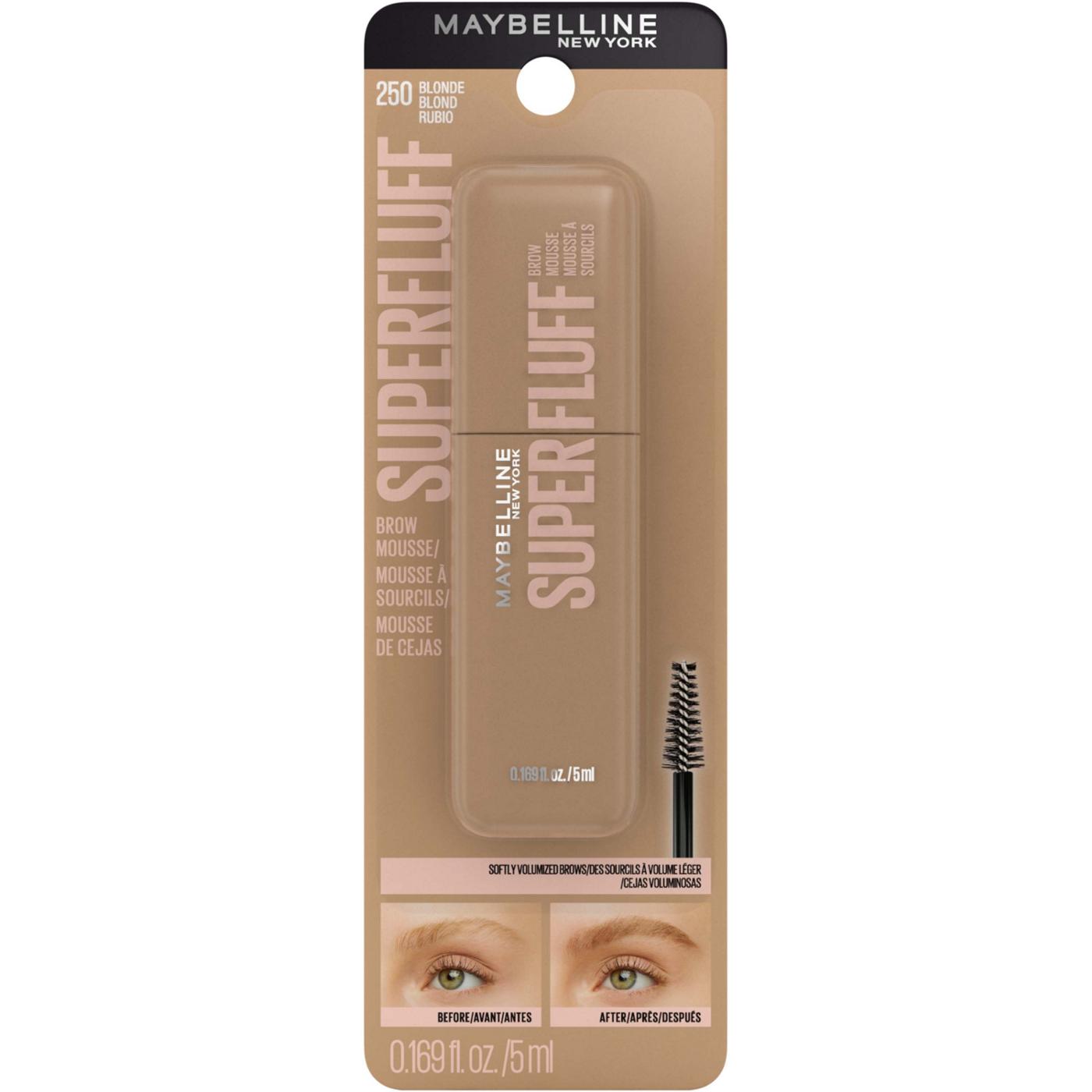 MAYBELLINE New York Superfluff Brow Mousse, 250 Blonde, 0.17 oz