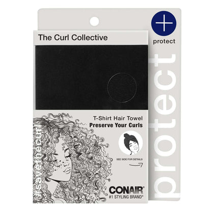 CONAIR Curl Collective Protect Rectangle T-Shirt Hair Towel - Black
