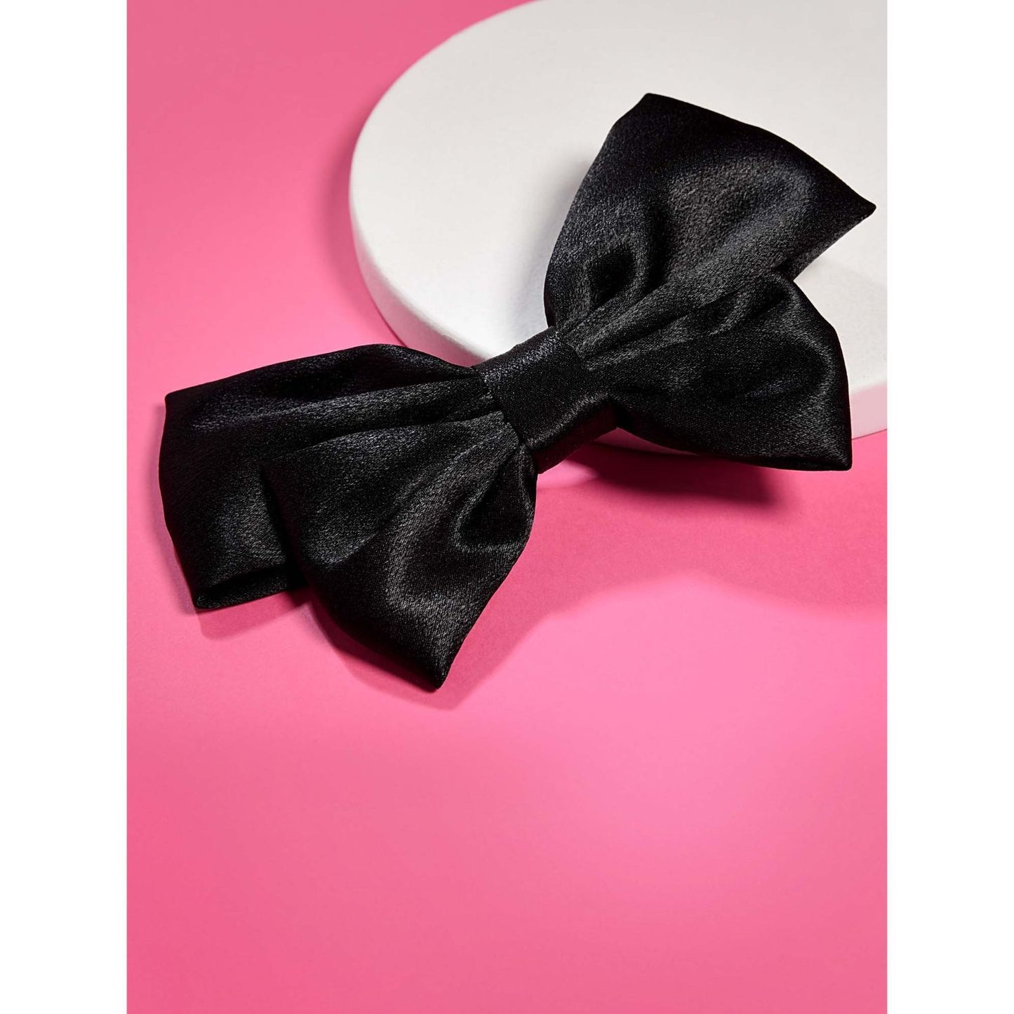 scünci All Day Hold Satin Bow Barrette - Black