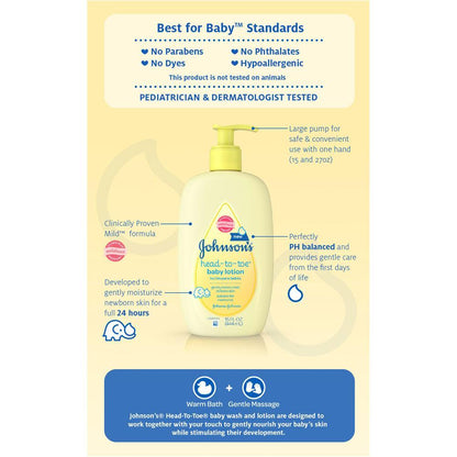 JOHNSONS BABY HD/TOE LT 16.9OZ