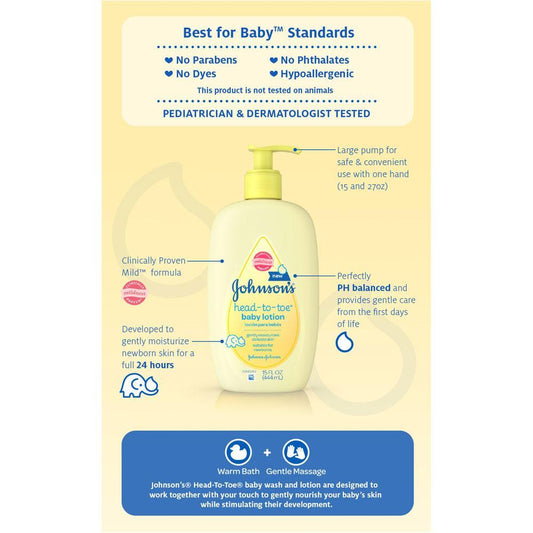 JOHNSONS BABY HD/TOE LT 16.9OZ