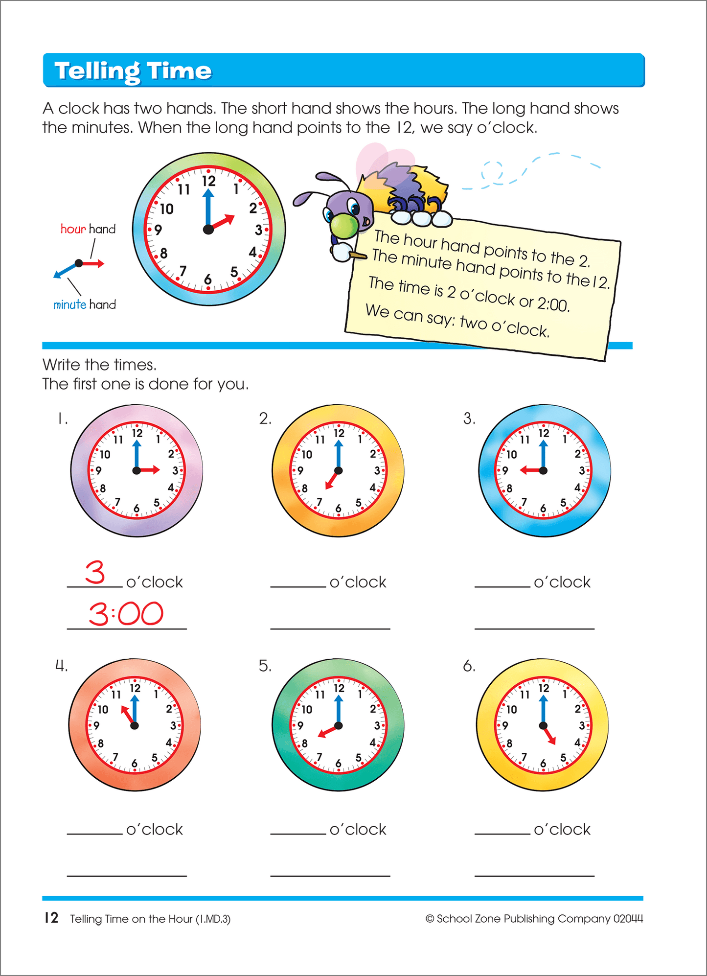 School Zone Time, Money & Fractions Grades 1-2 Workbook