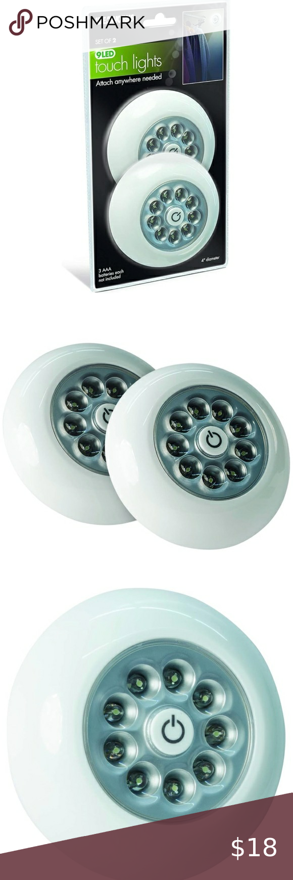 IdeaWork Utility LED Touch Lights in White (Set of 2)