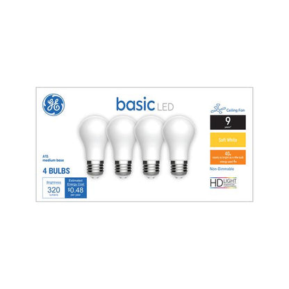 GE Lighting LED Light Bulbs, A15 Ceiling Fan Bulbs, 40 Watt Replacement, Soft White, 2 Pack