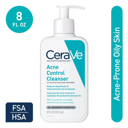 CeraVe Acne Control Facial Cleanser for Oily Skin, 12 oz