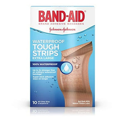 BAND AID TOUGH STRIPS WTRPRF XL 10CT