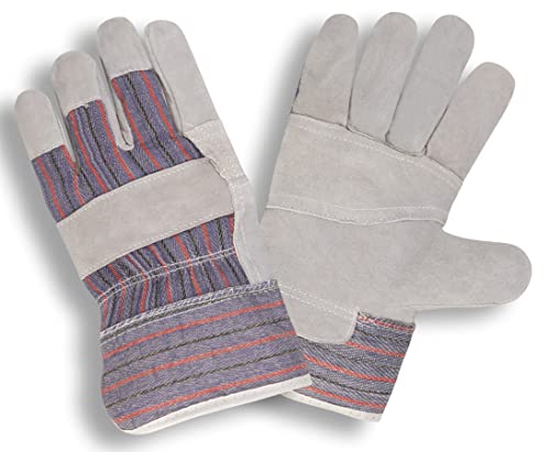 CORDOVA Leather Palm Knit Wrist Gloves - Gray & Striped