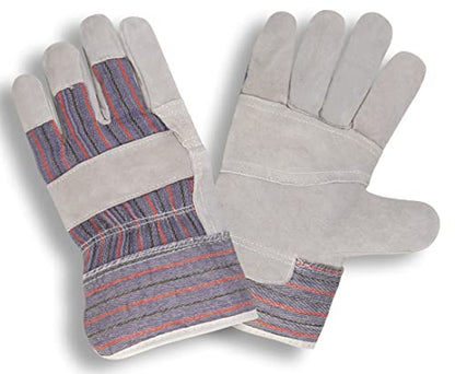 CORDOVA Leather Palm Knit Wrist Gloves - Gray & Striped