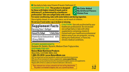 VITAMIN D3 125MCG GMY 80CT NATURE MADE