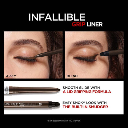 L'ORÉAL PARIS Infallible Grip Mechanical Gel Makeup Eyeliner, 230 Blue Jersey, 0.01 oz