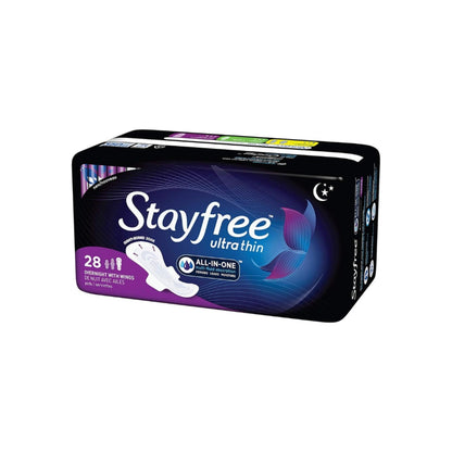 Stayfree Ultra Thin 28 Count Overnight With Wings