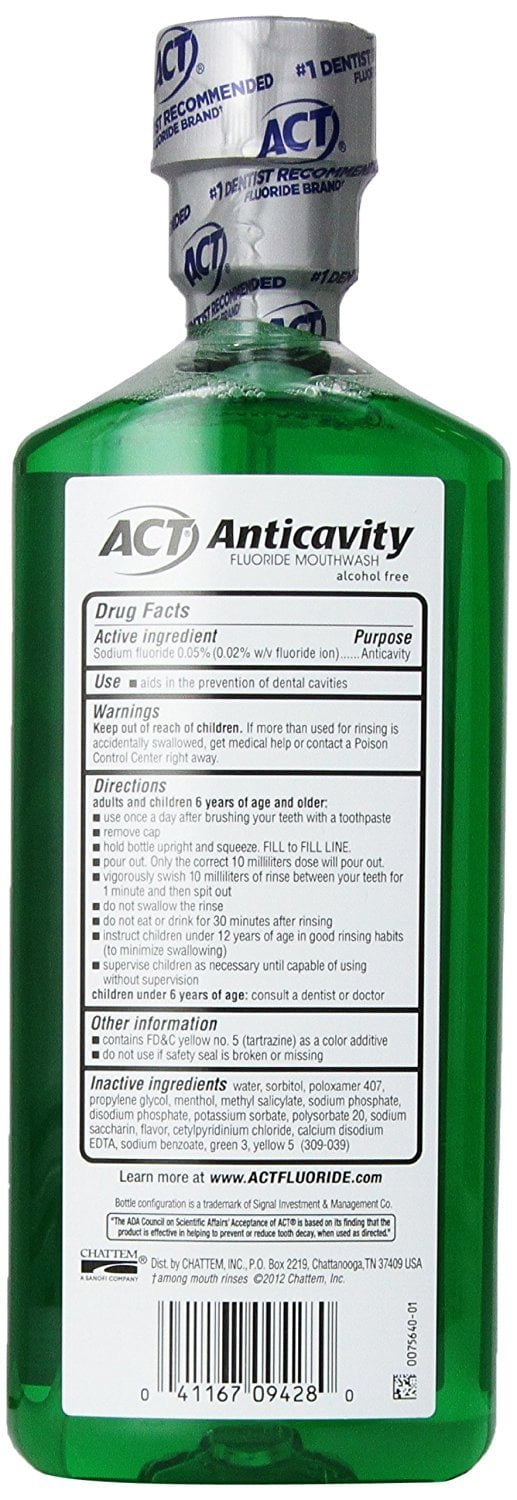 ACT ANTICAVITY ALCOHL FREE MINT 18OZ