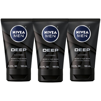NIVEA MEN DEEP CLNS BEARD&FACE WSH 3.3OZ