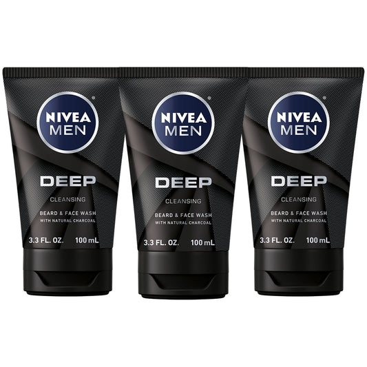 NIVEA MEN DEEP CLNS BEARD&FACE WSH 3.3OZ