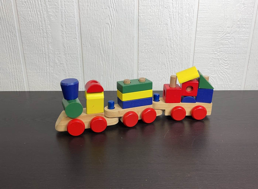 Melissa & Doug Wooden Stacking Train Learning Toy Vehicle