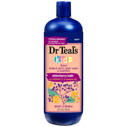 Dr Teals Kids 3-In-1 Shampoo/ Bath/Body Wash Elderberry 20oz