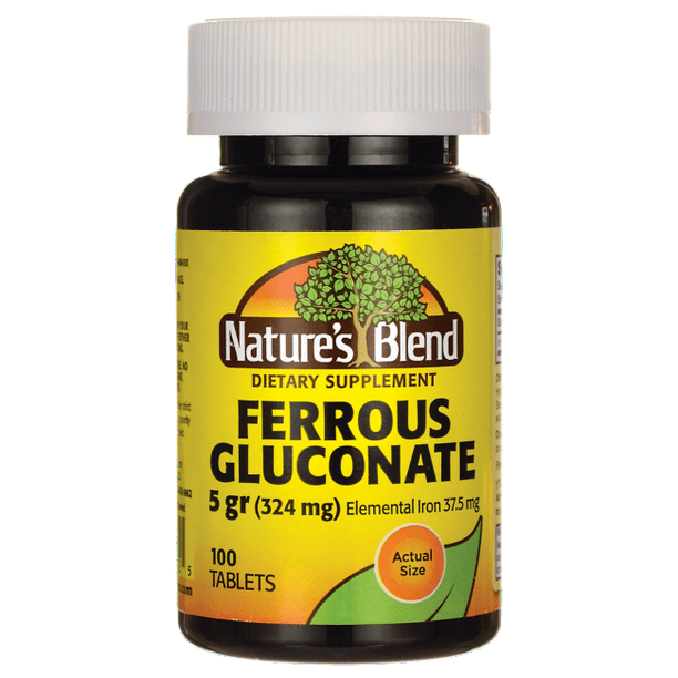 FERROUS GLUCON 5GR TAB 100CT NAT BLEND