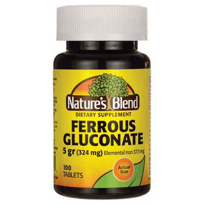 FERROUS GLUCON 5GR TAB 100CT NAT BLEND