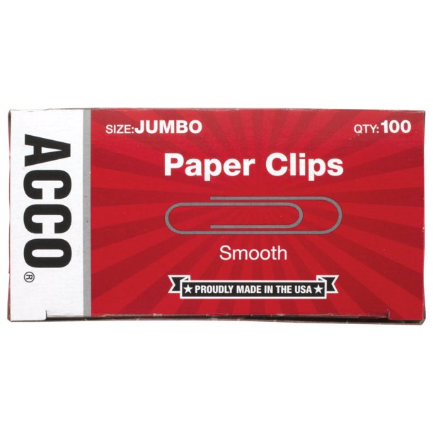 ACCO Smooth Standard Paper Clip - No. 1 Size, 100 count