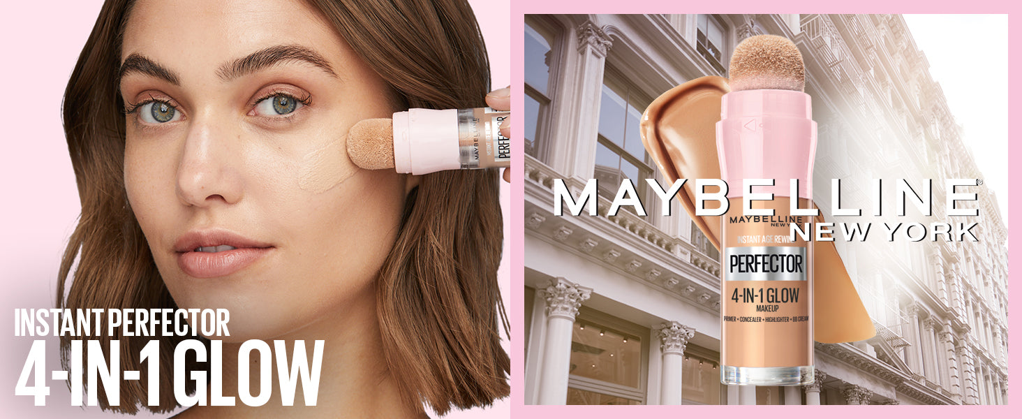 MAYBELLINE New York Instant Age Rewind Perfector 4-In-1 Glow Makeup, 1.5 Light Medium, 0.68 oz