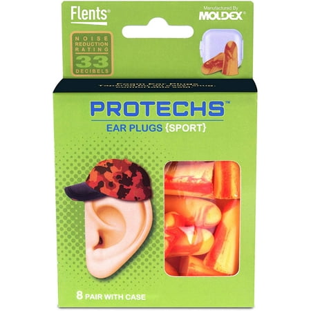 Protechs Ear Plugs for Construction, 8 Pair with Case, NPR 33