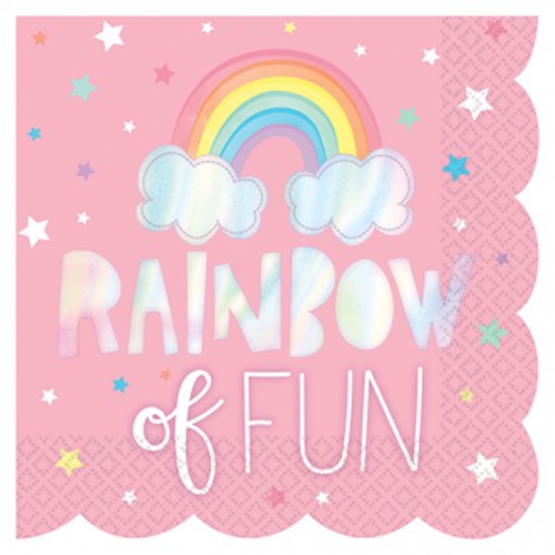 RAINBOW BDAY LUNCH NAP 16CT