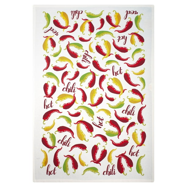 MUkitchen Designer Print 100% Cotton Towel - Chili Peppers, 20"x30"