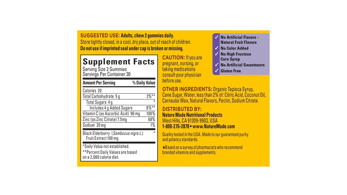 ELDERBERRY 100MG GMY 60CT NATURE MADE